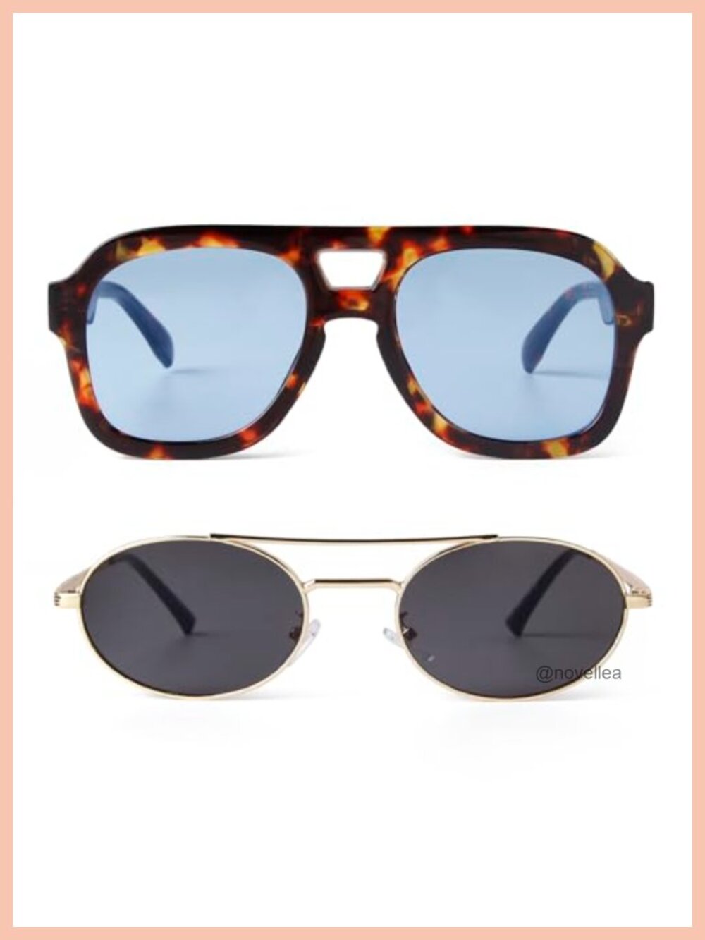 2 Pack Square Aviator Oval Sunglasses Women Men Leopard Frame Blue Lens Retro